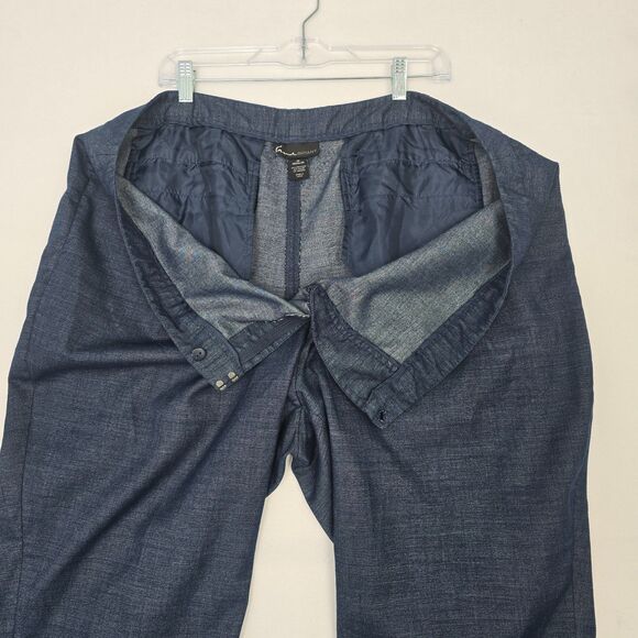 Lane Bryant Womens 26 Dark Blue Chambray Wide Leg Cuffed Stretch Trouser Pants - Picture 3 of 13